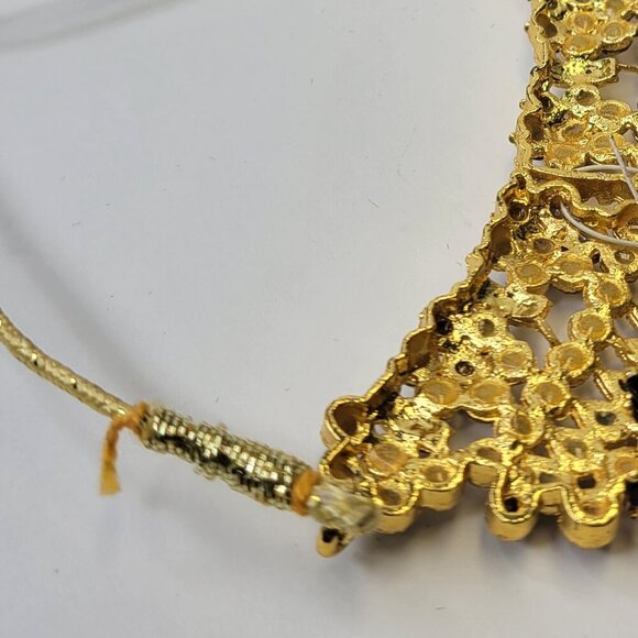 Black and Gold Choker Necklace Ethnic Indian Necklace - Picture 12 of 12